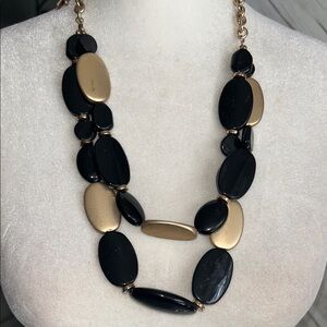 Erica Lyons Oval Beaded Necklace, Black And Gold